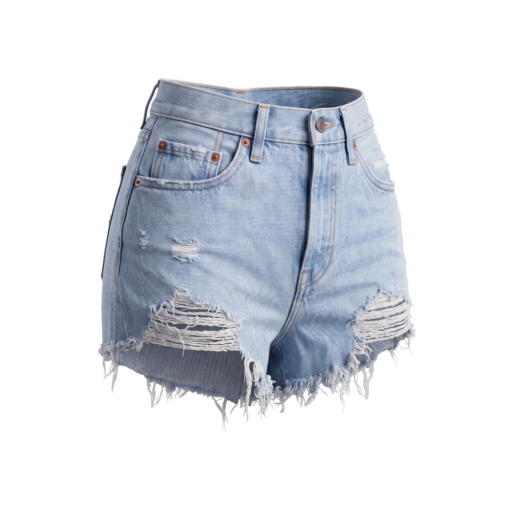 Levi's 501 Original Shorts Women 27 Light Blue Excellent Distressed Cut Off High